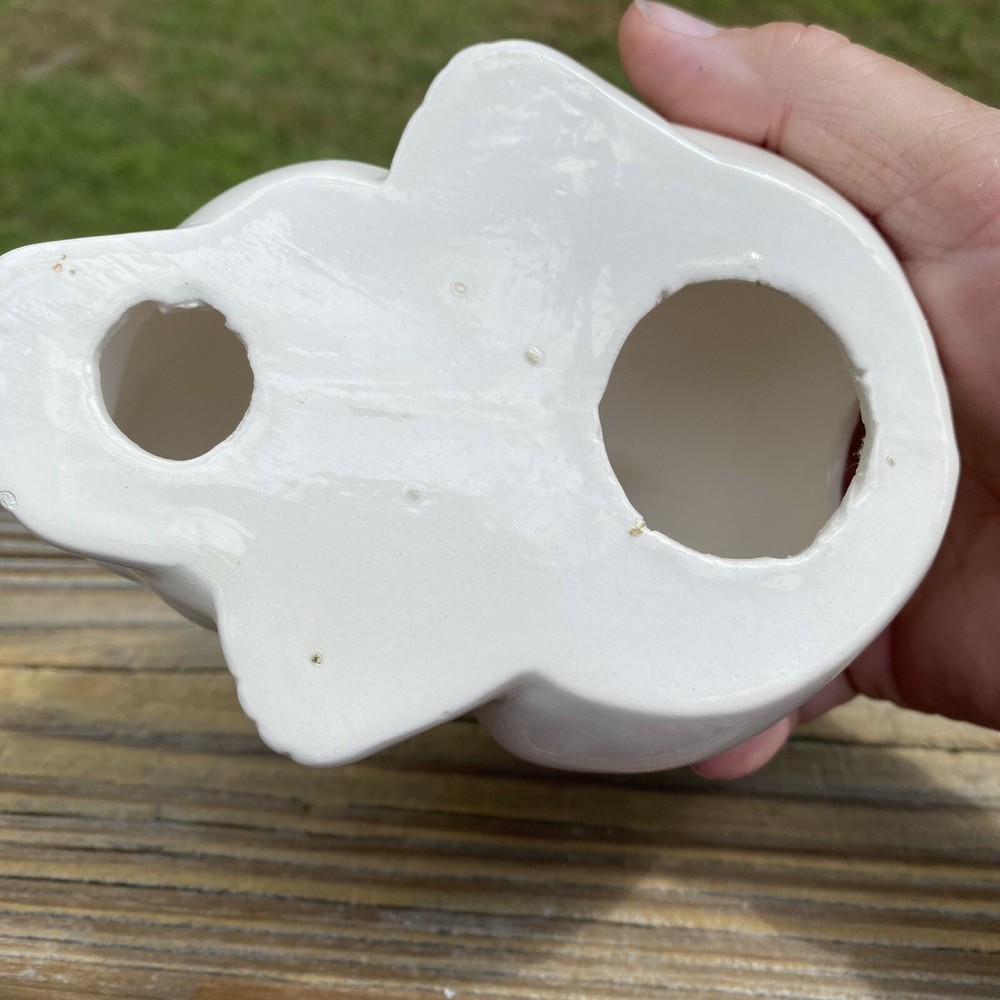 Ceramic White Bunny Rabbit Cotton Ball Dispenser Holder
