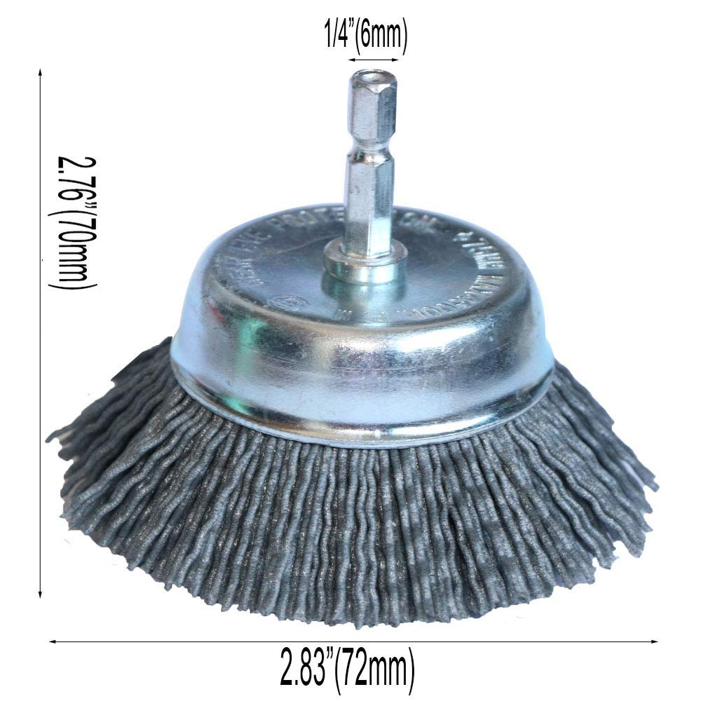 FPPO 3Pcs 3 Inch Assorted Cup Brushes Abrasive Wire Nylon Cup Brush for Drill,Gr