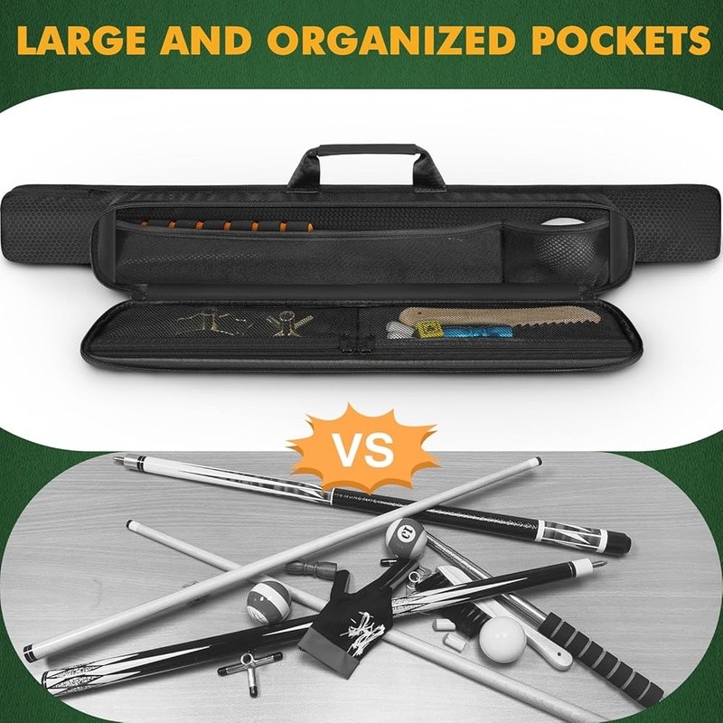 Durable Pool Cue Case Waterproof Portable Adjustable Strap Organizer Billiards