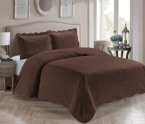 Home Collection 3 Piece Over Size Embossed Solid Color Coverlet Bedspread New