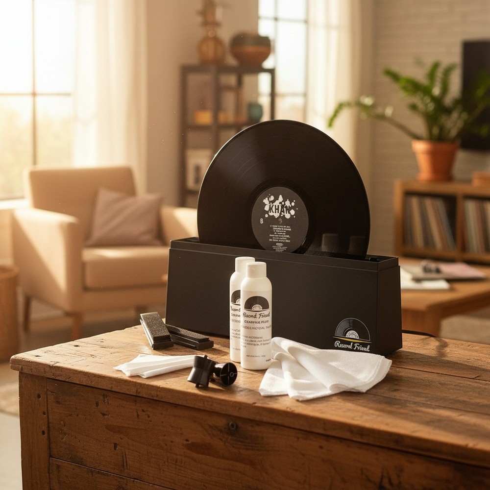 Comprehensive Vinyl Record Cleaning Kit - Machine, Solution & Microfiber Cloth