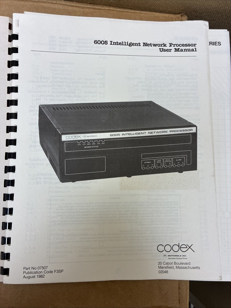 Codex 6005 Intelligent Network Processor User Manual