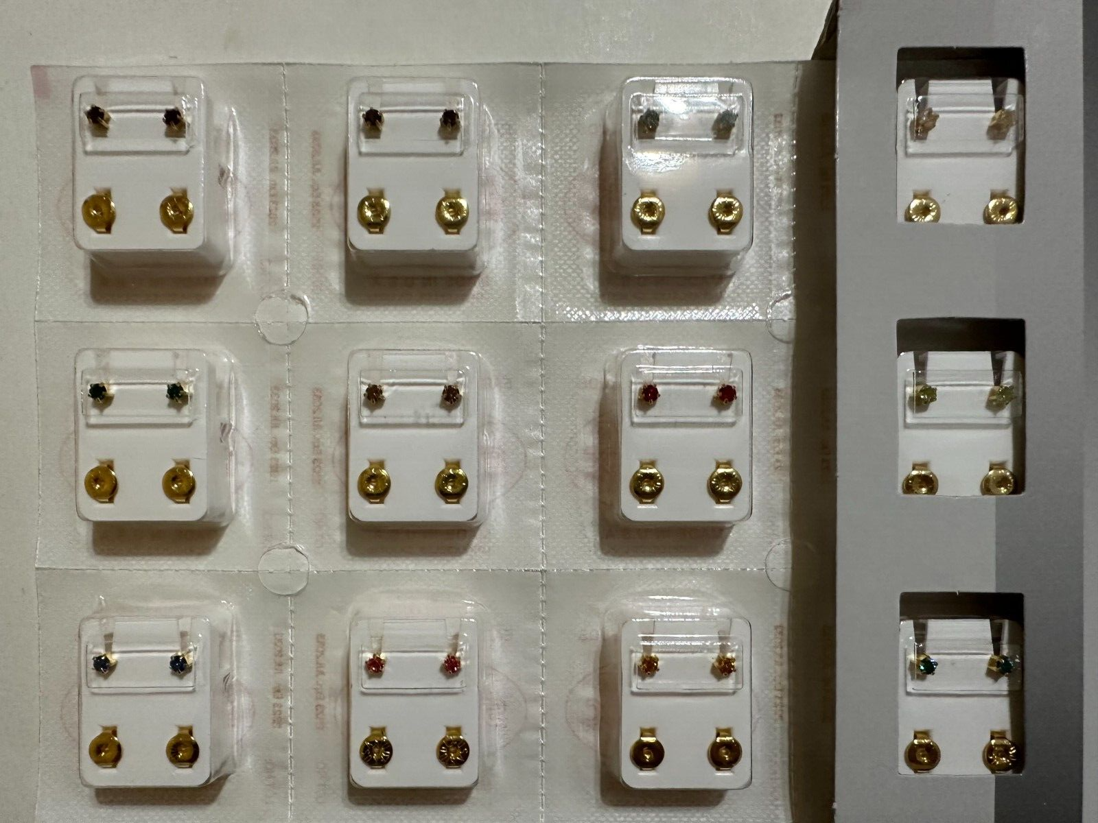 Studex Ear Piercing Gold Plated Regular Tiffany Birthstones 4MM 12 Pairs R113Y