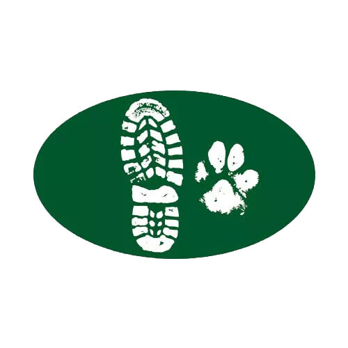 Oval Hiking Boot & Dog PAW Prints Sticker Decal