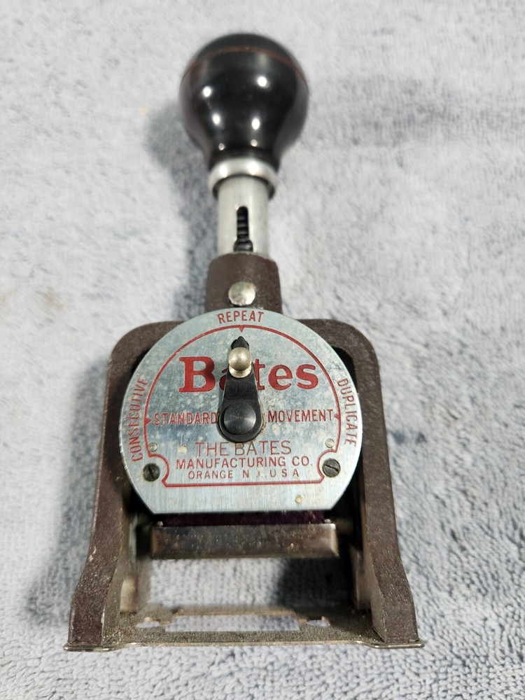 Vintage Bates Numbering Machine Standard Movement 6 Wheels Style E