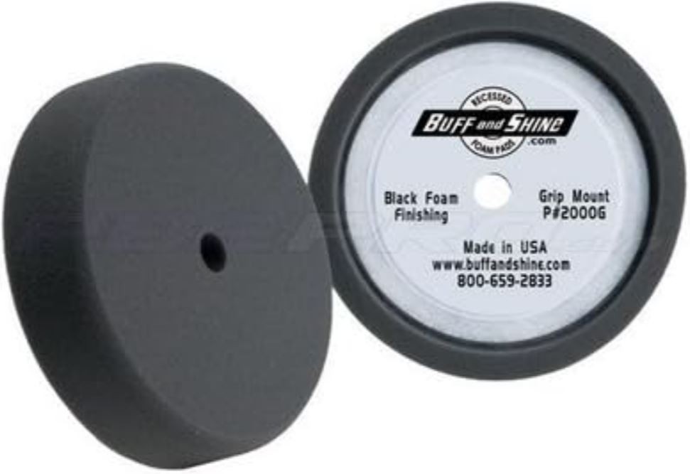 Buff & Shine 2000G 8″ x 2″ Recessed Hook & Loop Black Foam Grip Buffing Pad