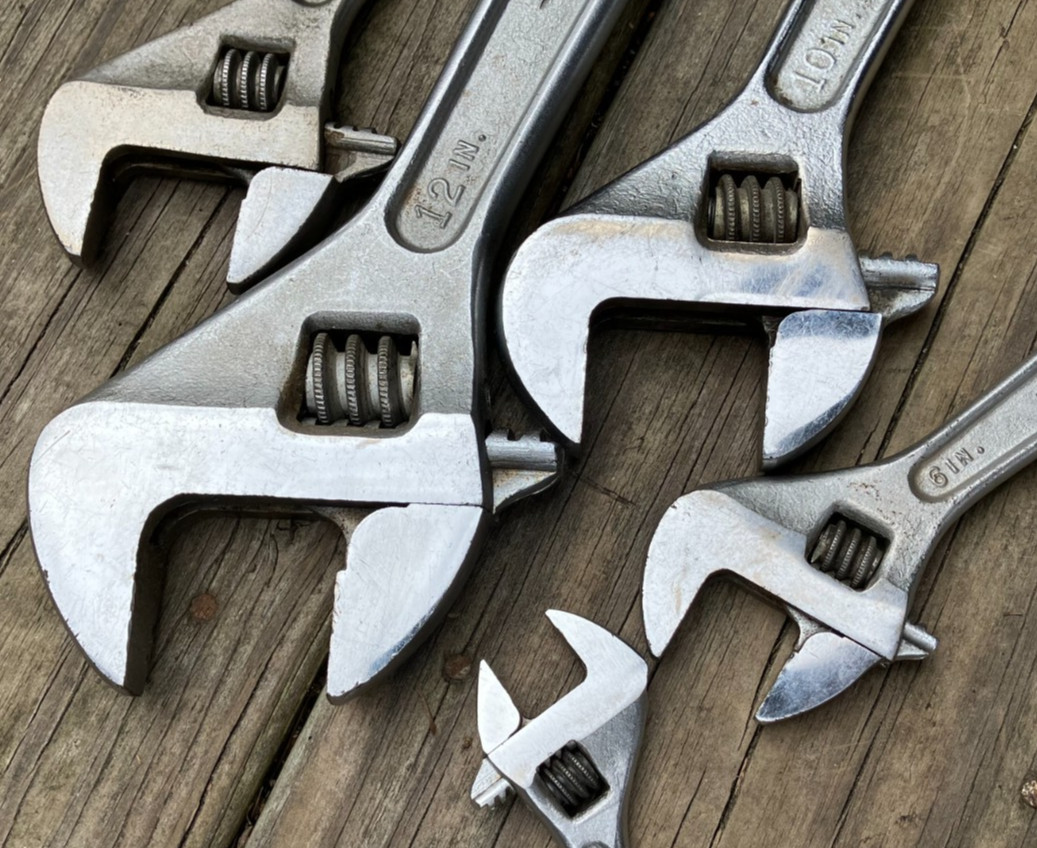 5 Clean Proto Adjustable Wrenches 12-10-8-6 & 4"