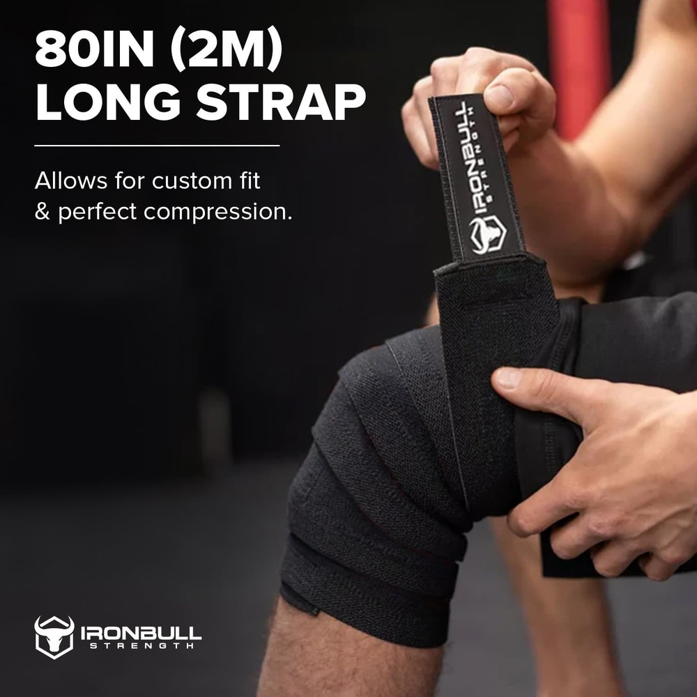 Supportive Knee Wraps for Squatting - 80" Lifting Straps