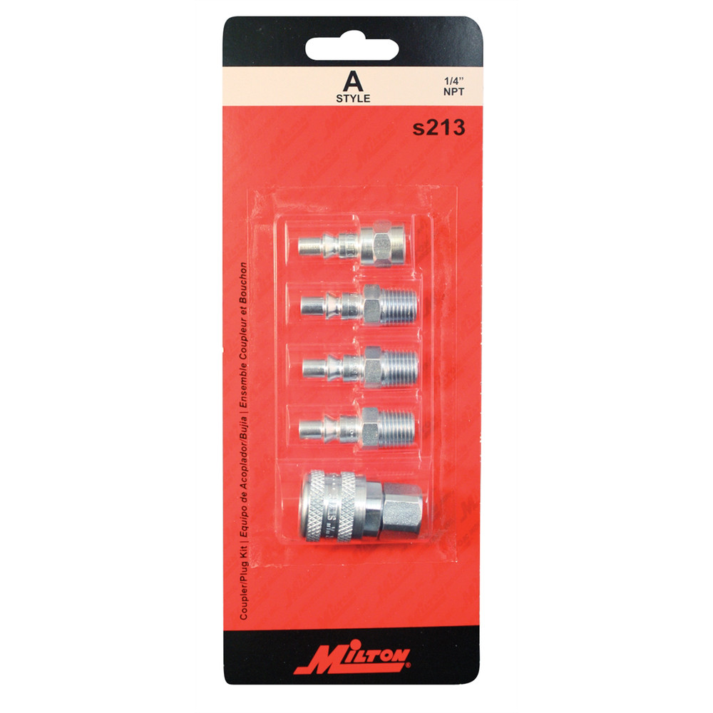 Milton S-213 5 PIece A-Style 1/4" Coupler & Plug Kit