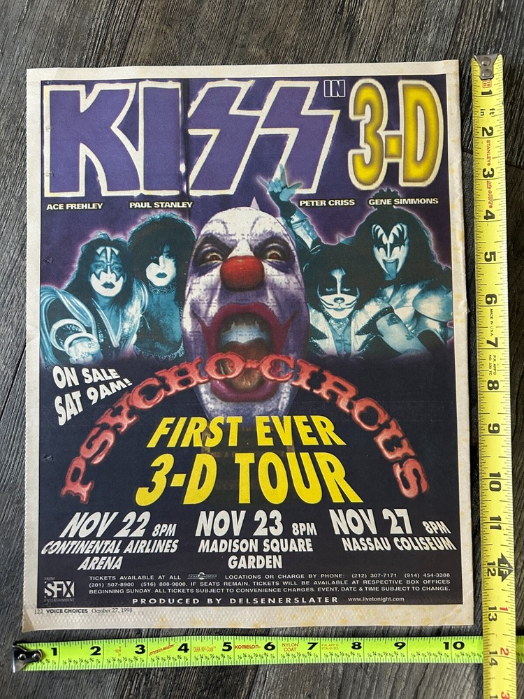 KISS Concert Ad Psycho Circus Tour Nov MSG NYC Nassau NY NJ Vintage Kiss A