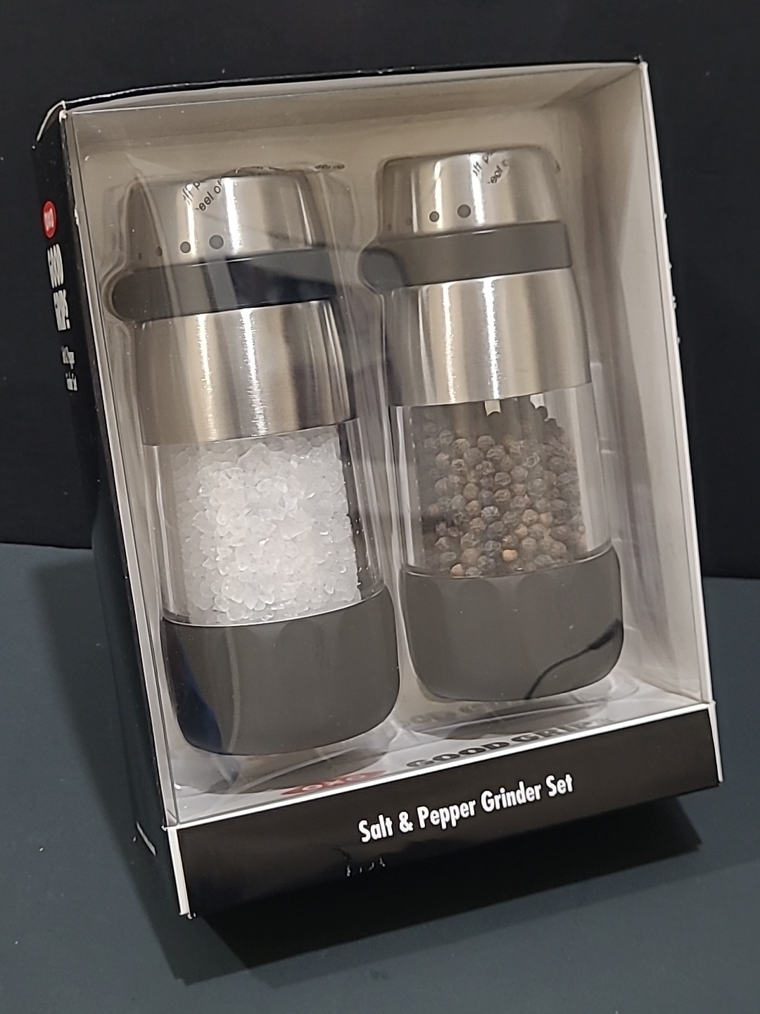 OXO Good Grips Stainless Steel Mess-Free Salt & Pepper Set New
