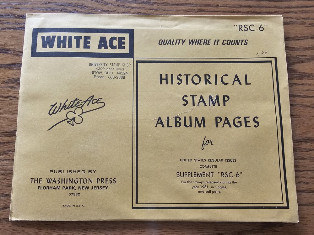 White Ace Stamp Supplement U.S. RSC-6 Regular Issue & Coil Pairs 1981 NOS