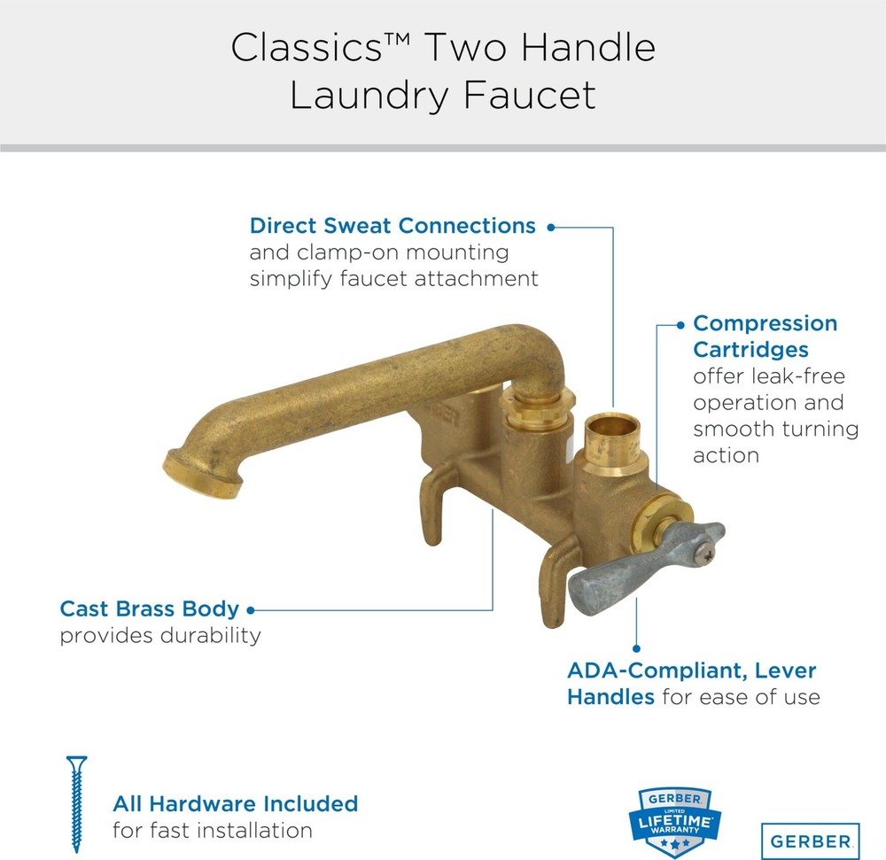 Gerber G0049536 Classics 2.2 GPM Deck Mounted Double Handle - Brass