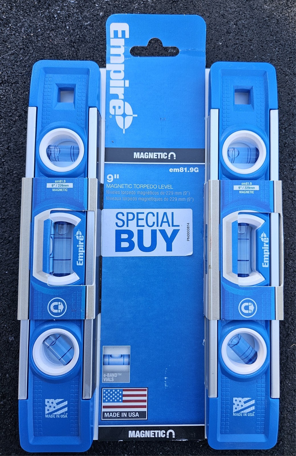 Empire  9" Magnetic Torpedo Level Pack Of 2 Levels,  Blue  EM81.9G, New