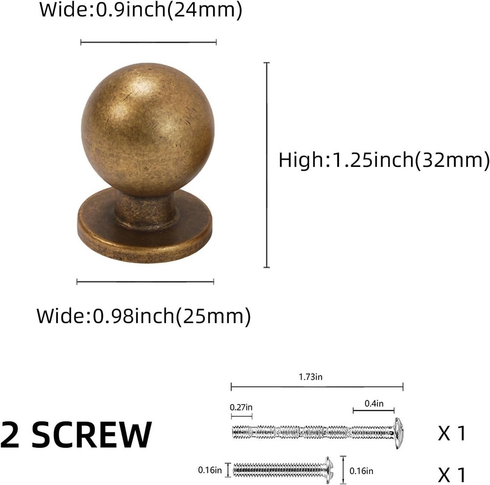 10 Pack Antique Brass Kitchen Cabinet Knobs Vintage Drawer Knobs Aged Bronze