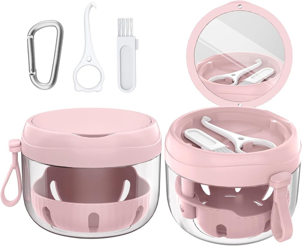 Denture Bath Box Cup, Leak Proof Denture Cup Kit Portable Retainer Case