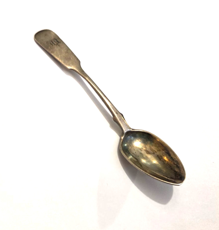 Antique Imperial Russian 84 Solid Silver Teaspoon Engraved Initials