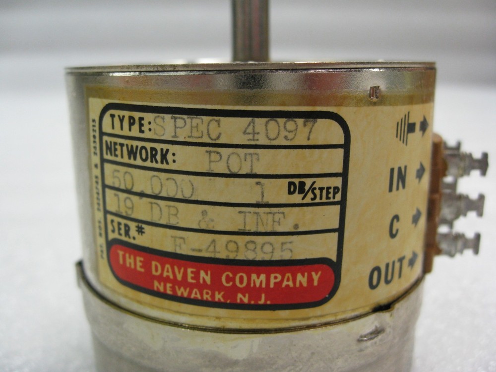 Daven SPEC 4097 50k Ohm 1 dB Per Step 19 dB Attenuator - Quantity (1) - UNTESTED
