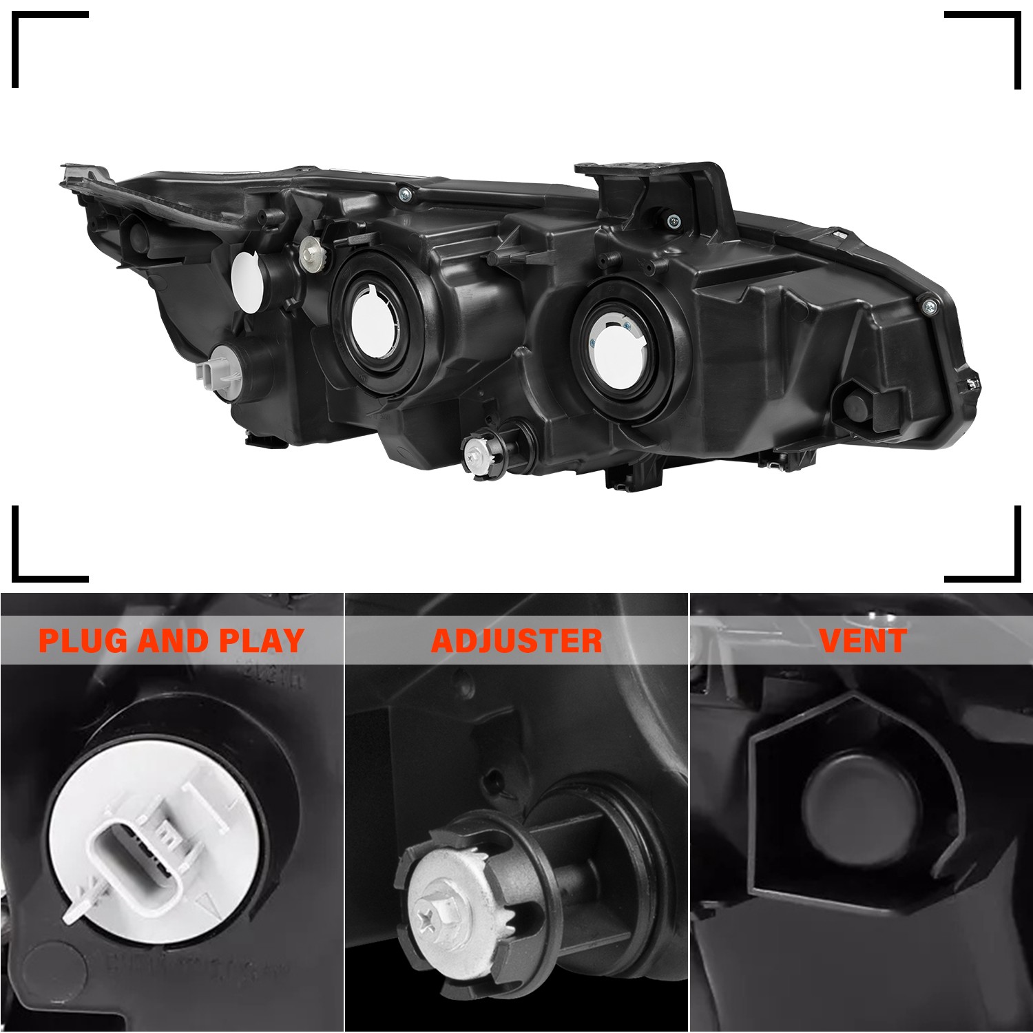 For 2016-2021 Honda Civic Halogen Chrome Clear Headlights Assembly Pair