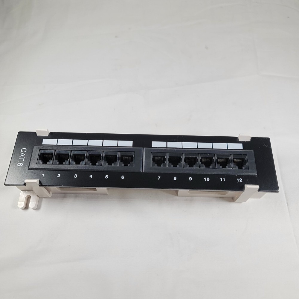 Cat6 UTP 12 Port Network Mini Patch Panel 110 with Surface Wall Mount Bracket