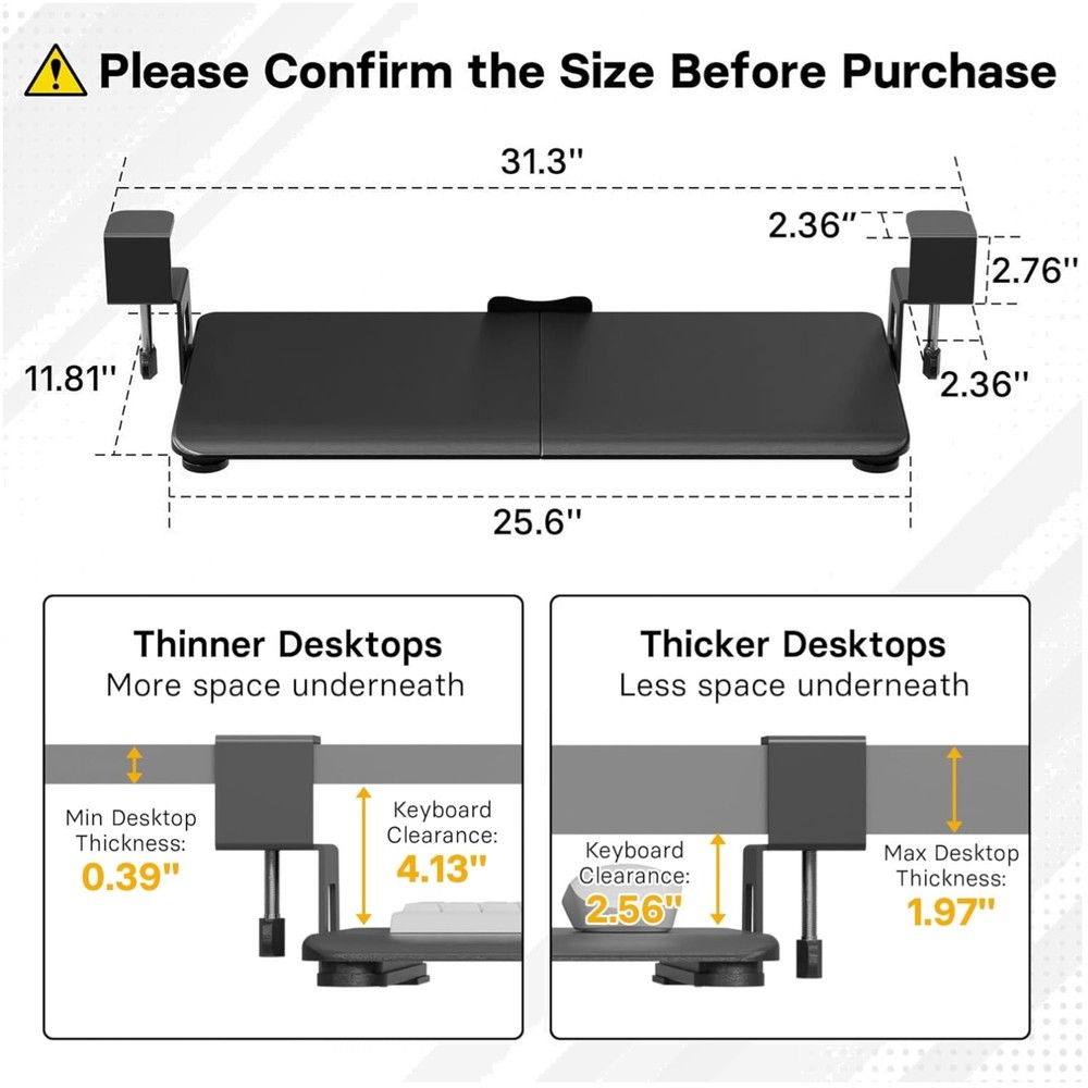 Ergonomic Under Desk Keyboard Tray - Space-Saving Solution