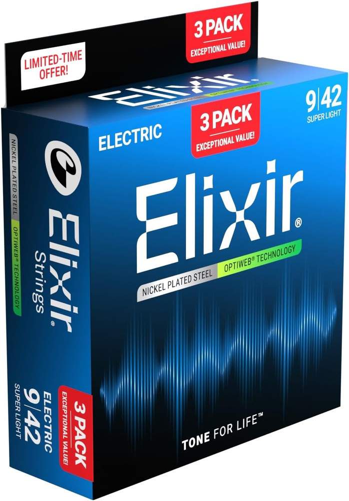16571 OPTIWEB Electric Guitar Strings Light .009-.042 (3 Pack 19002)