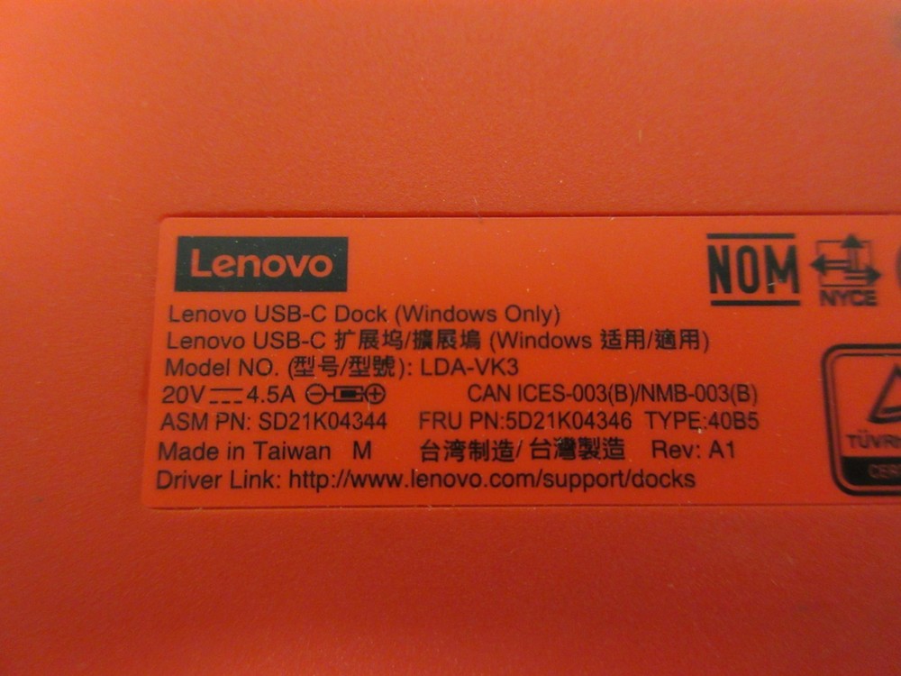 Lenovo USB C Dock LDA-VK3 Docking Station