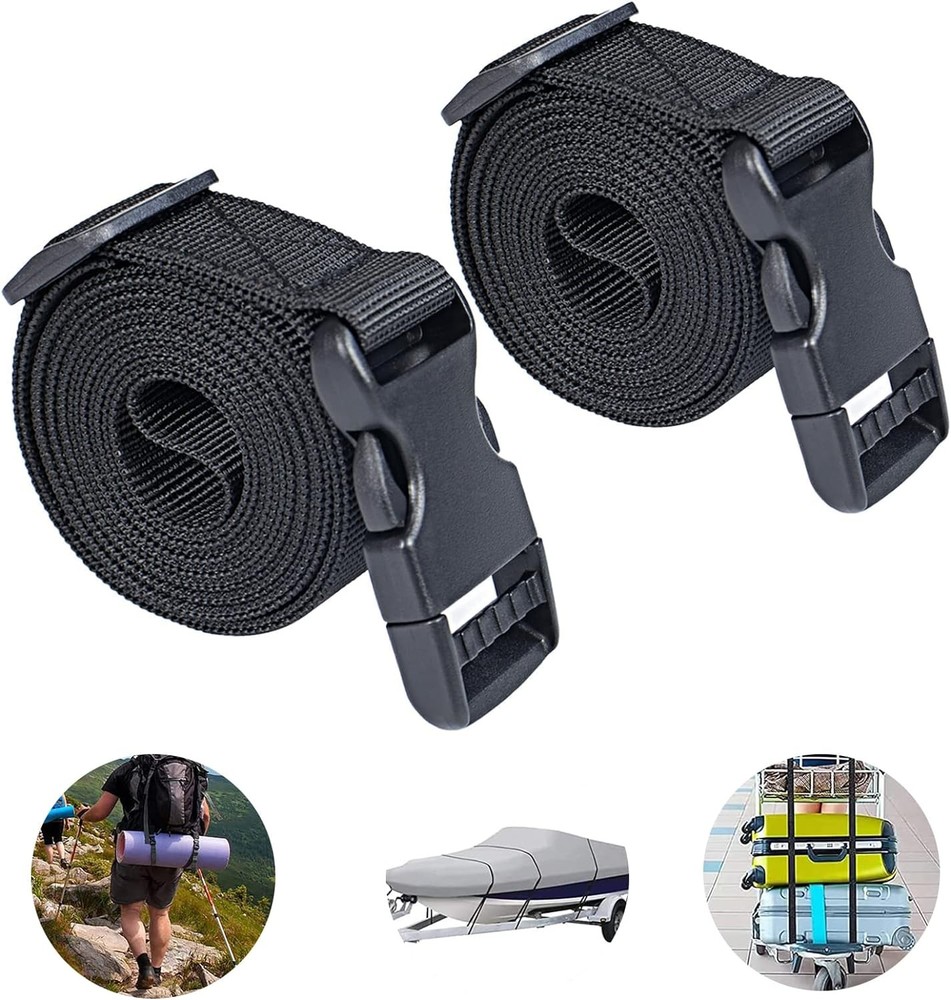 Premium Utility Straps with Quick Release Buckle Adjustable 6 feet, Black