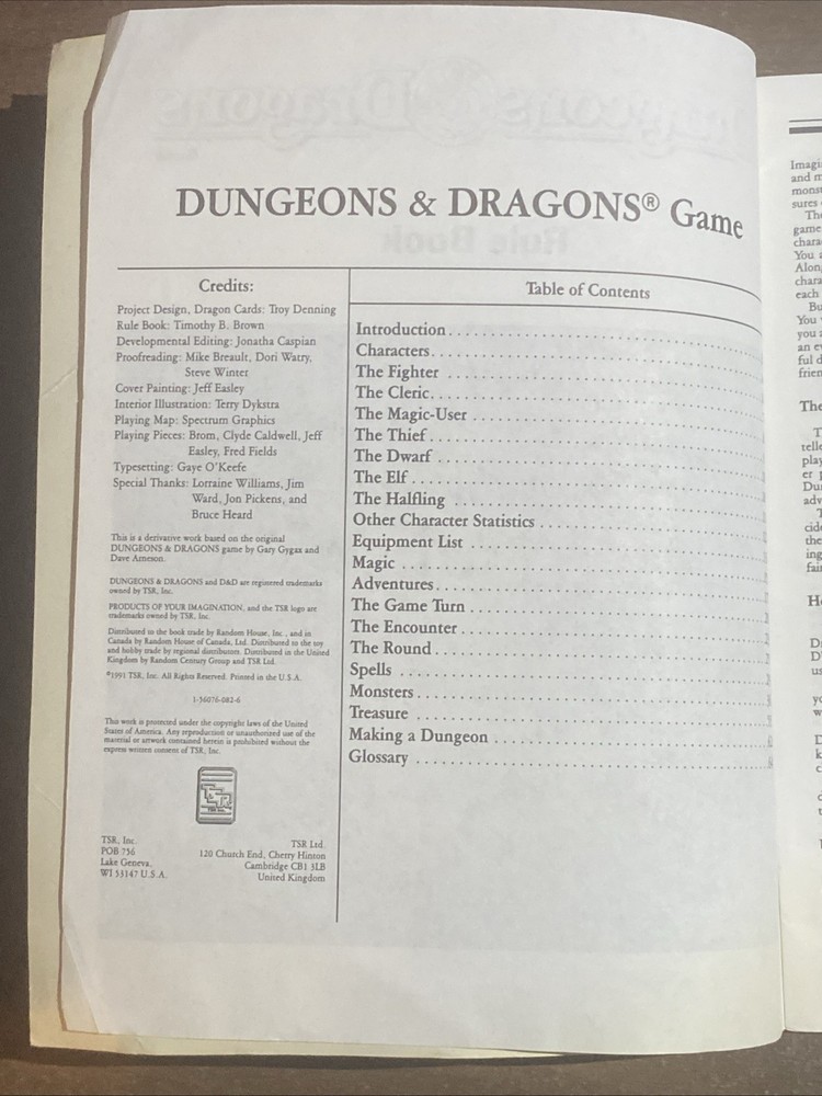 TSR D&D: Dungeons & Dragons Rule Book