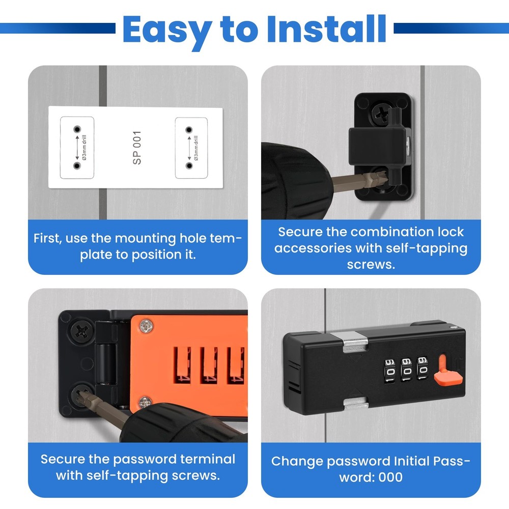 Premium Keyless Cabinet Lock with Combination Code - 3-Digit Password Hasp La...