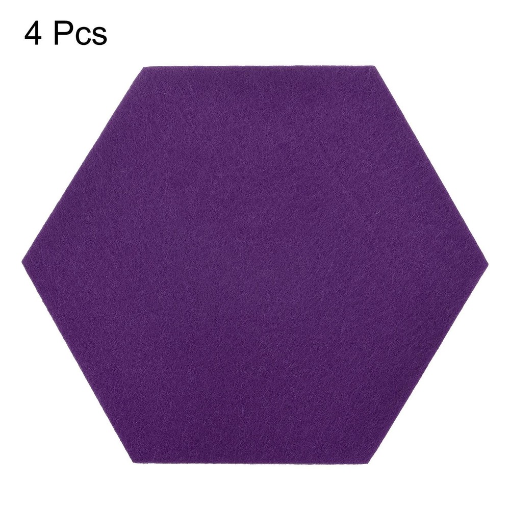 Felt Coasters 4pcs Hexagonal Purple Tampons