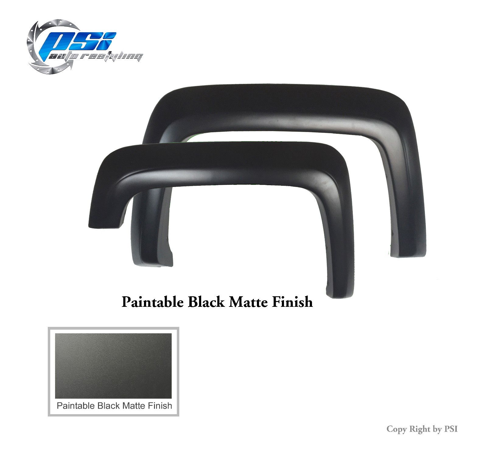 BLACK PAINTABLE Extension Style Fender Flares 2014-2015 GMC Sierra 1500 FULL SET