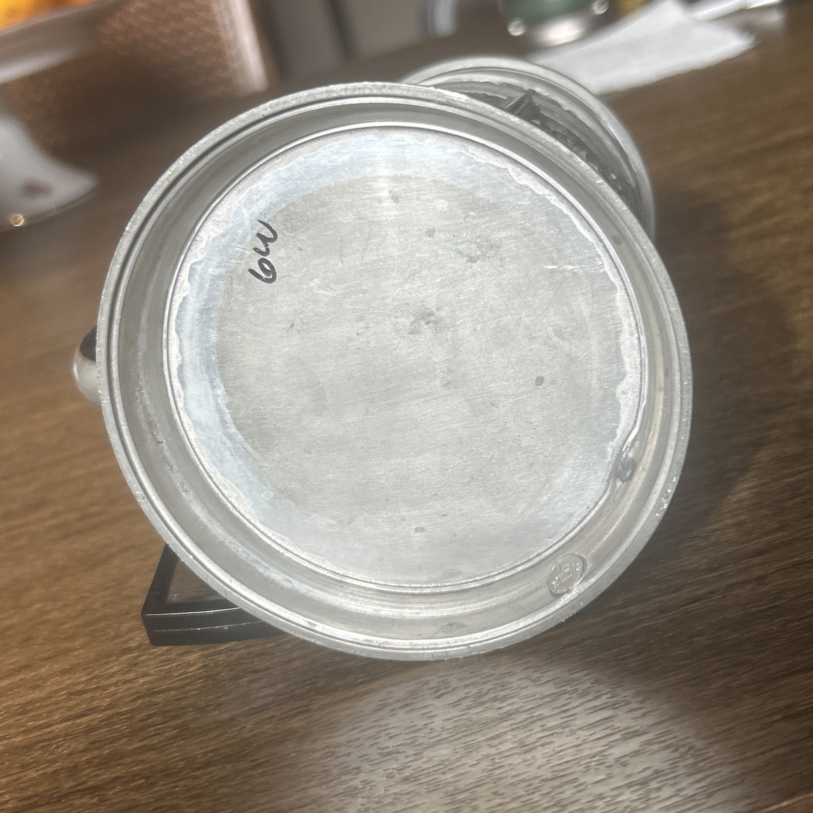 Vintage ceramic German stoneware beer mug with tin cap