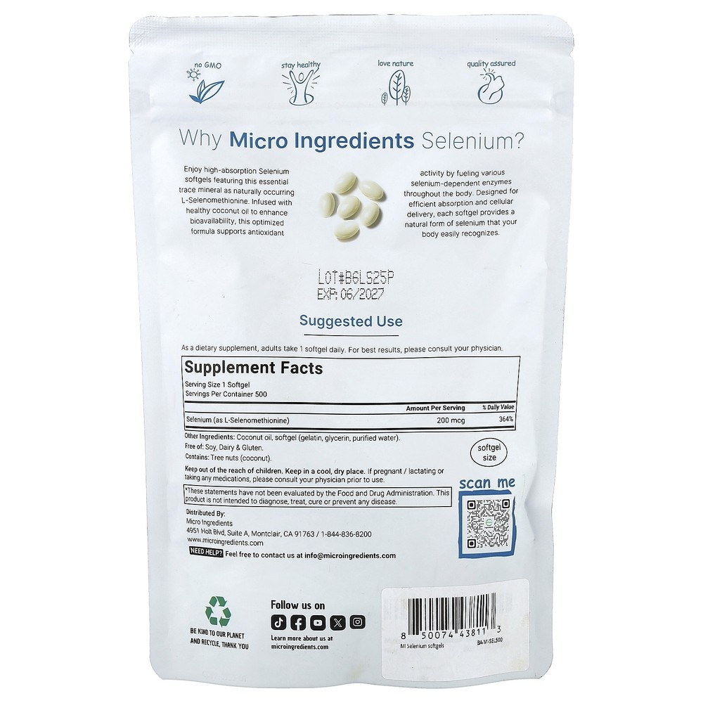 Selenium, 200 mcg, 500 Softgels