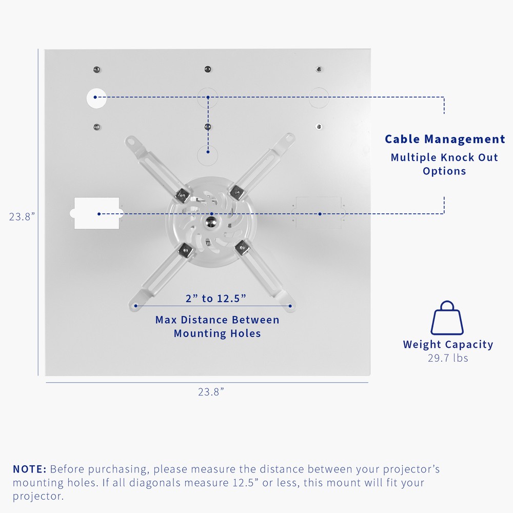VIVO Universal White 2x2 ft Drop Ceiling Height Adjustable Projector Mount