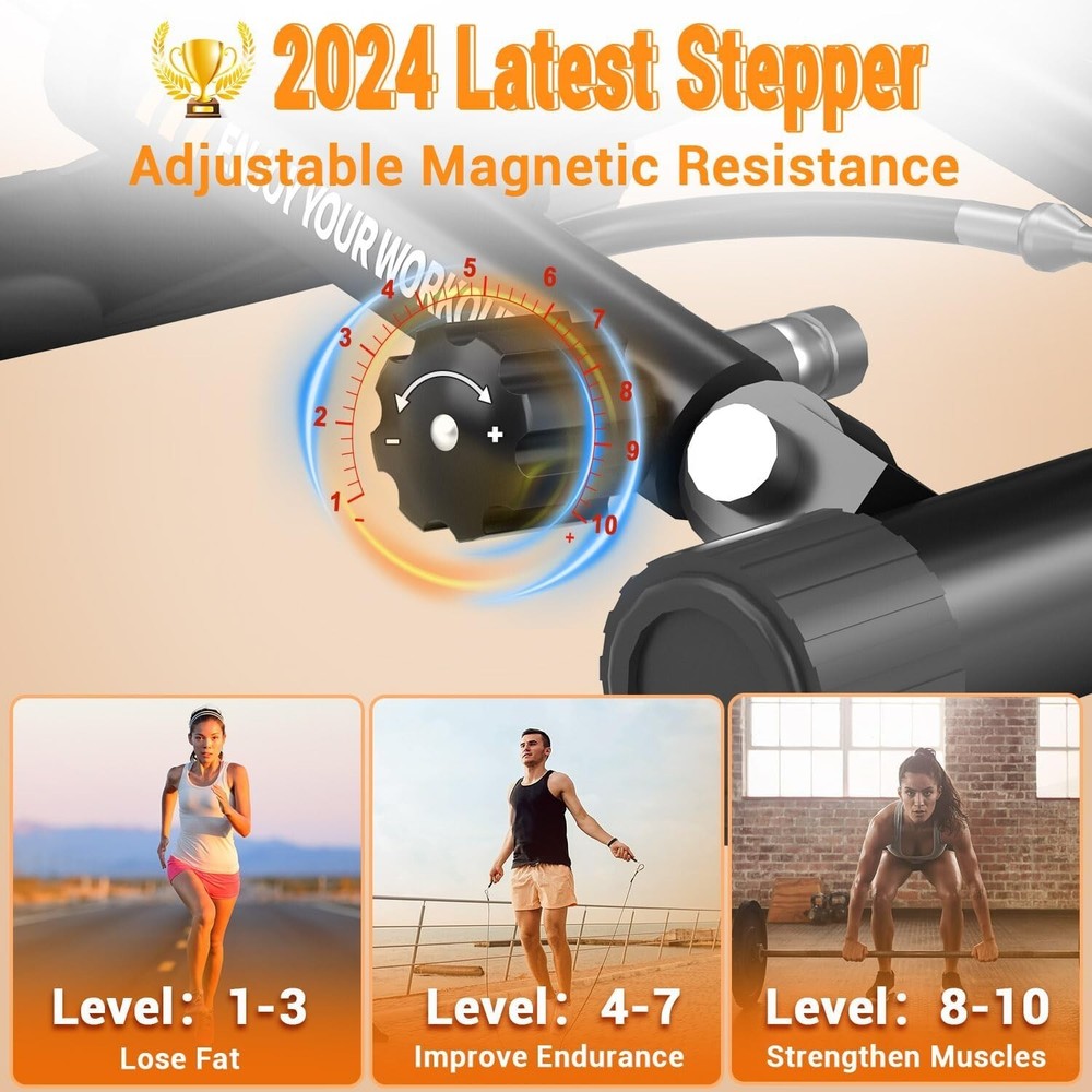 Steppers for Exercise at Home,Adjustable Resistance Mini Stepper (Black)