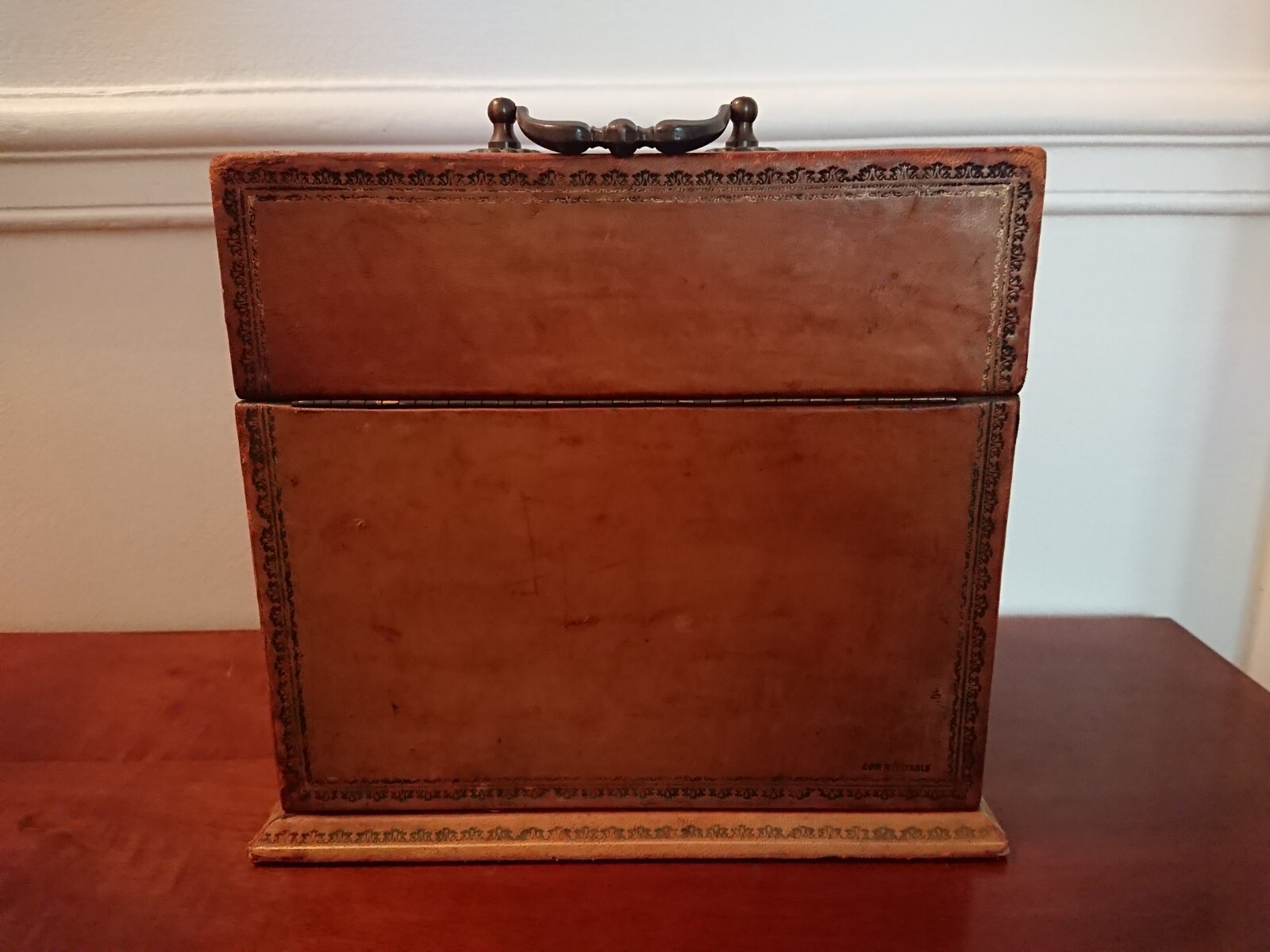 antique French leather letter box
