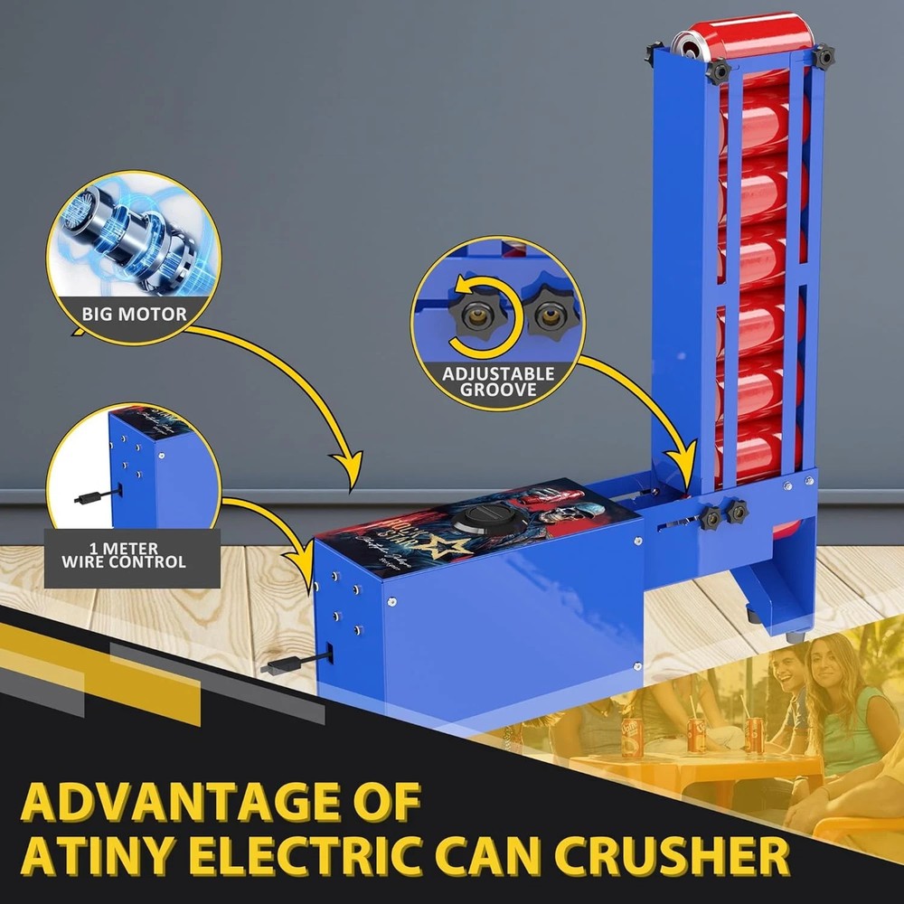Automatic Electric Can Crusher with Hopper, Can Crushers Smashers for Recycling