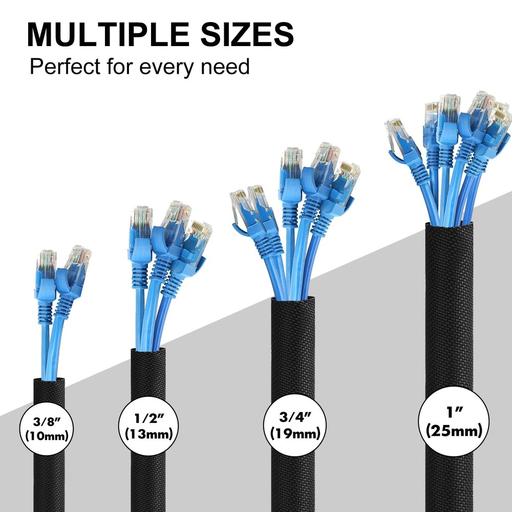 Secbolt 25ft 3/8 in Bite-Resistant Pet Cable Cord Protector, Black