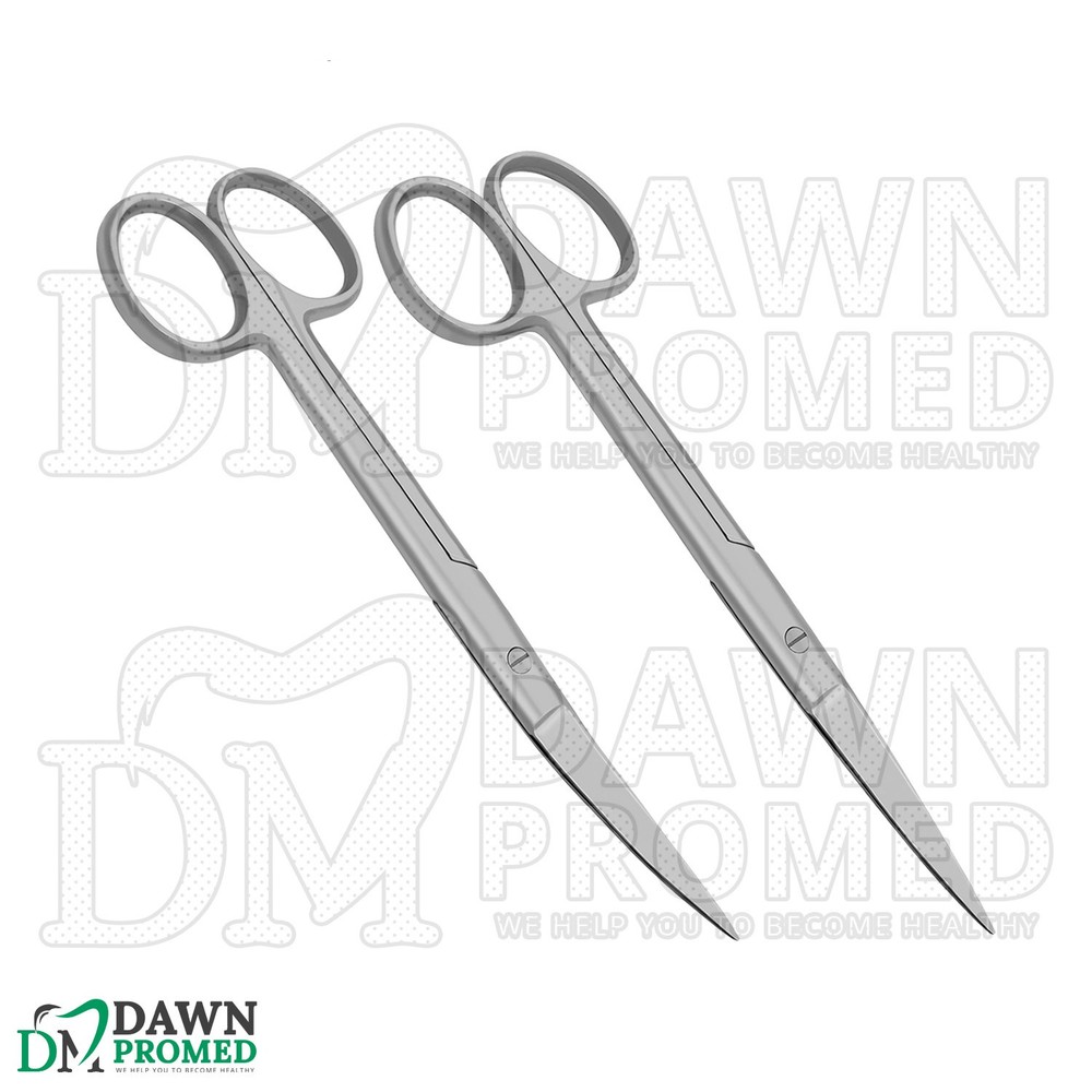 2 Pcs Operating Scissors 4.5" Straight & Curved Sharp Sharp Round Pattern Set
