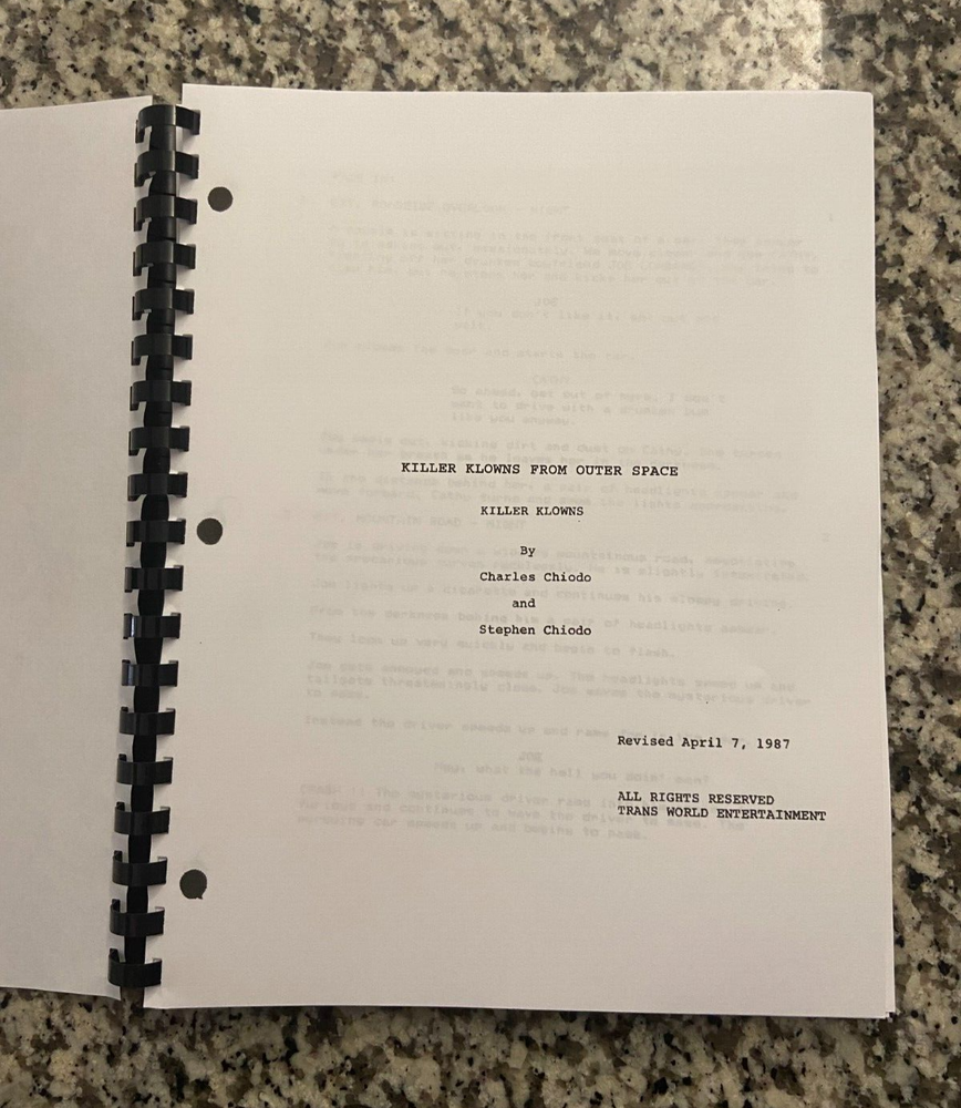 Killer Klowns from Outer Space Horror Movie Script Reprint Screenplay Script