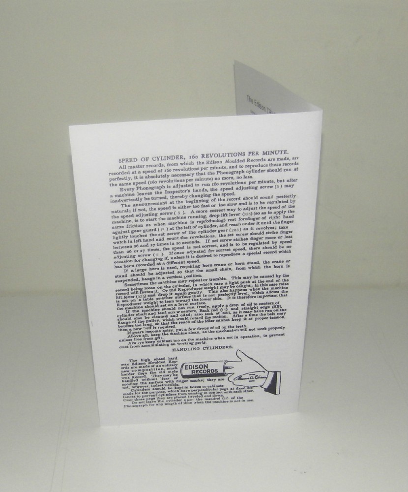 Edison Triumph / Concert Phonograph Instruction Manual