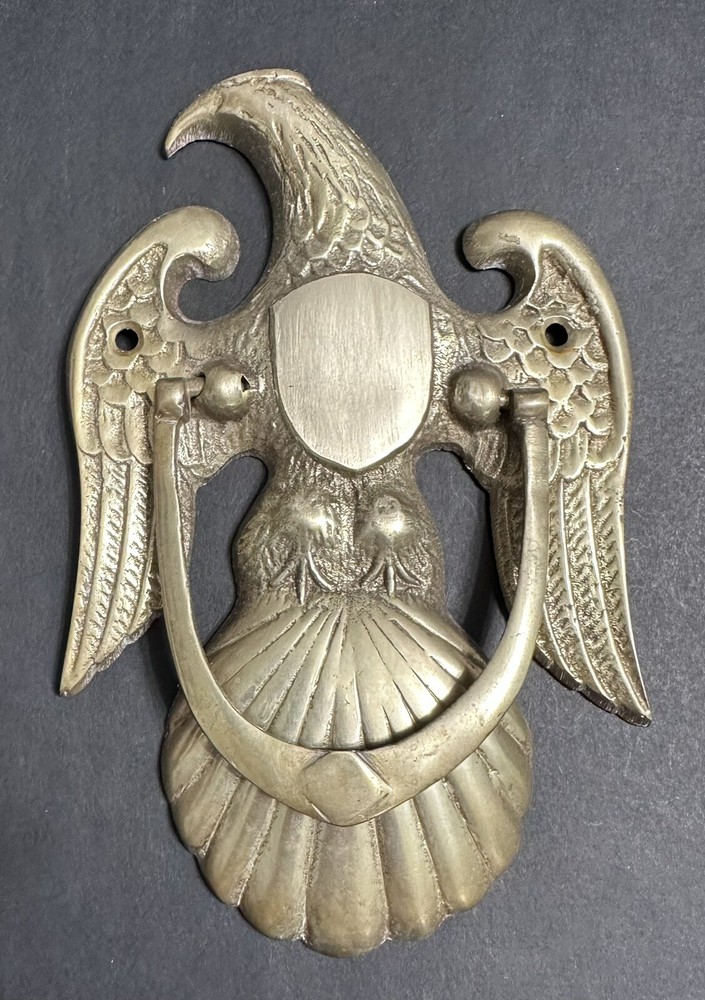 Vintage Solid Brass 7” American Eagle Patriotic Door Knocker