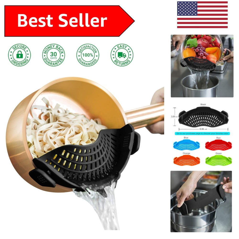 Compact Multi-Functional Silicone Strainer - Quick Drain in Elegant Black