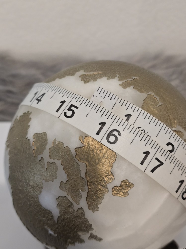 Maitland Smith Marble Stone Globe Solid White Gold With Aftermarket Base