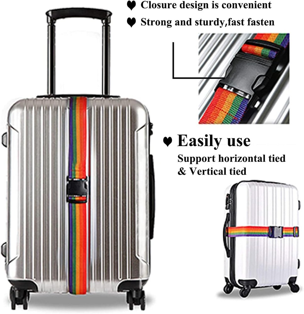 2 Pack Suitcase Belts, Adjustable Luggage Straps with Quick Release Buckle