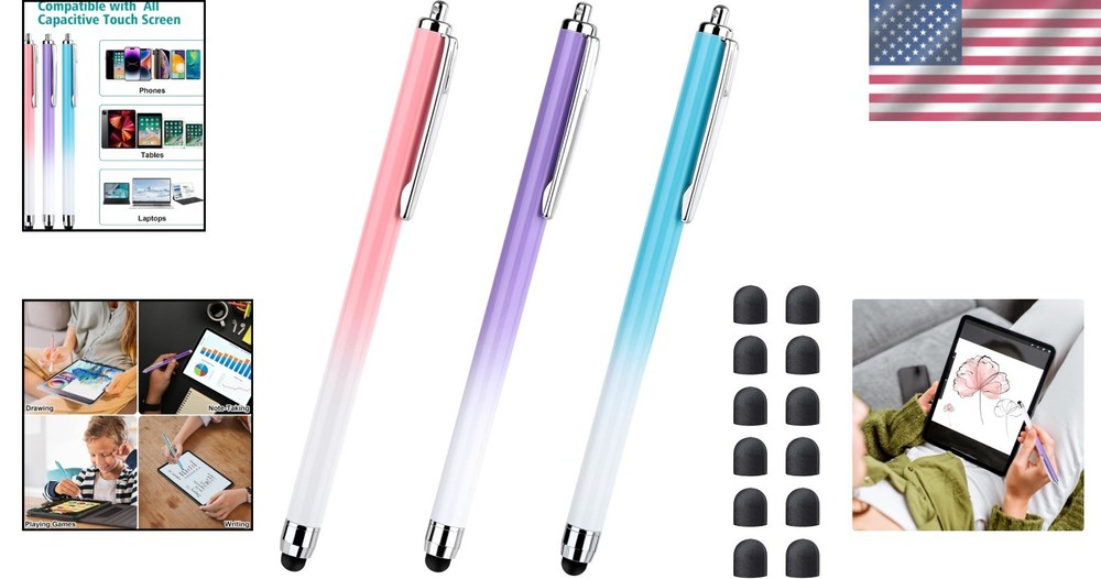 Gradient-Designed 3 Pcs Stylus Set for Efficient Touchscreen Use - Universal Fit
