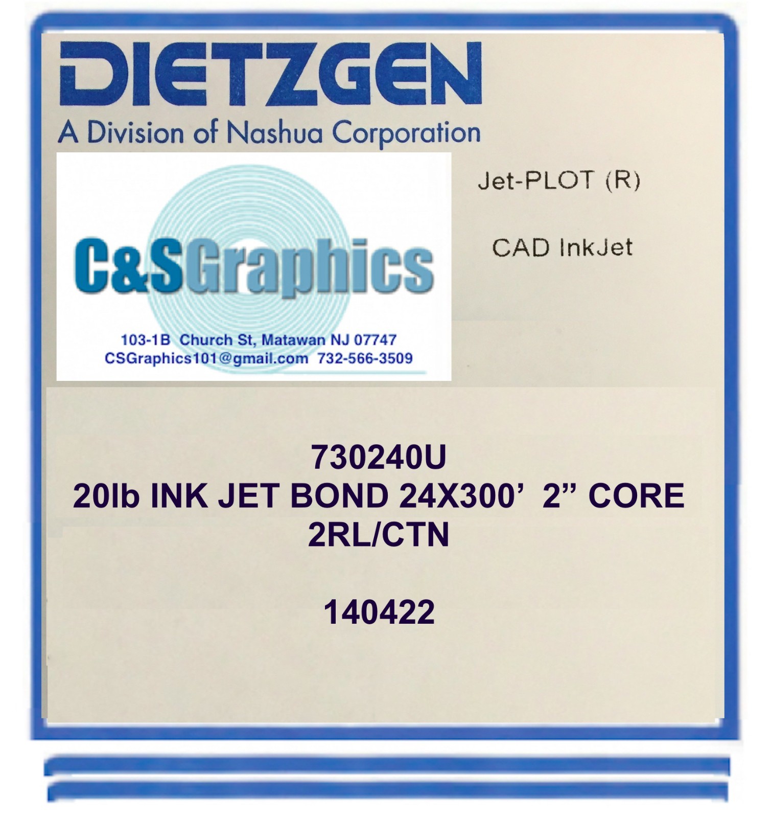 2 ROLLS 24'' X 300' 20lb Bond Plotter Paper