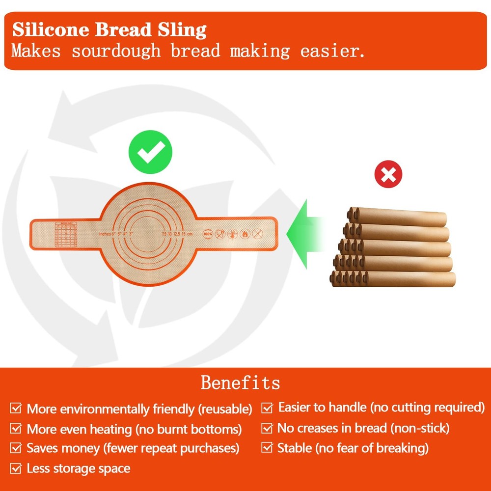 UBeesize Thickened Silicone Bread Sling, Reusable Sourdough Bread Baking Mat For
