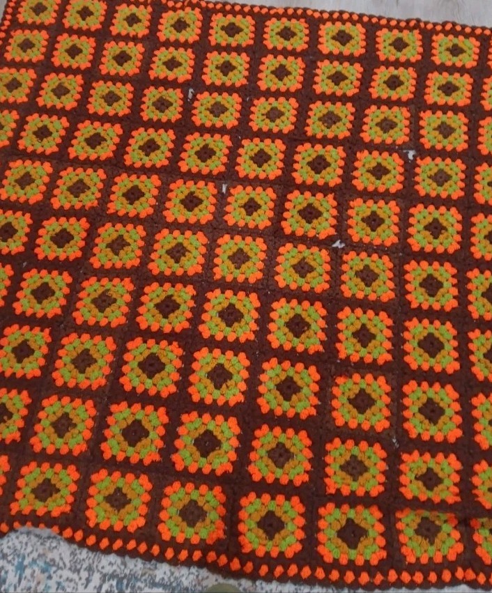 HANDMADE CROCHETED THROW DAMAGED NEEDS MENDING